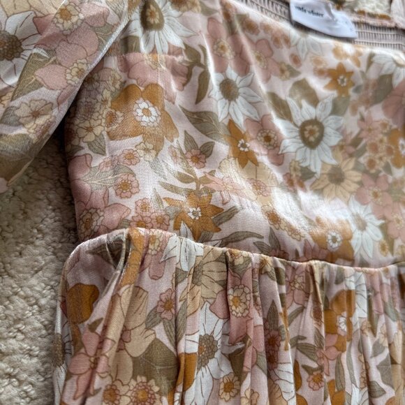 Vada Winter X Maverick Blythe Mini Dress Shimmering Floral Tan/Orange Size S - Picture 6 of 7